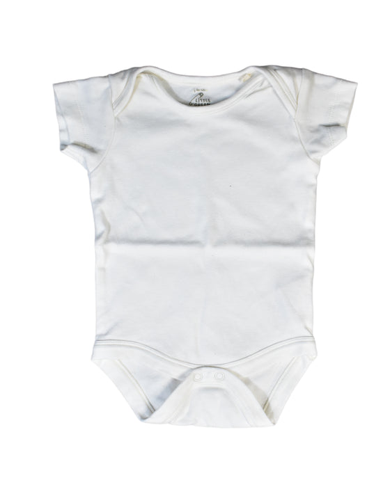 A White Bodysuits from Little Green Radicals in size 3-6M for boy. (Front View)