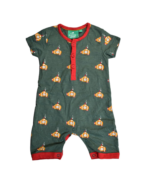 A Green Rompers from Little Green Radicals in size 3-6M for boy. (Front View)
