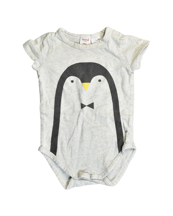 A White Bodysuits from Seed in size 3-6M for girl. (Front View)