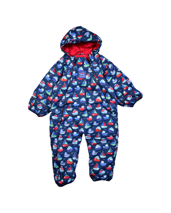 A Blue Snowsuits from Jojo Maman Bébé in size 12-18M for boy. (Front View)