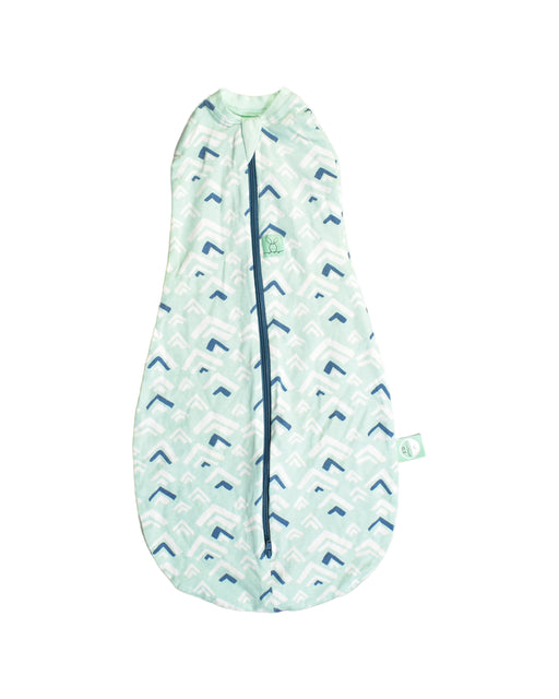 A Green Sleepsacs from ErgoPouch in size 0-3M for neutral. (Front View)