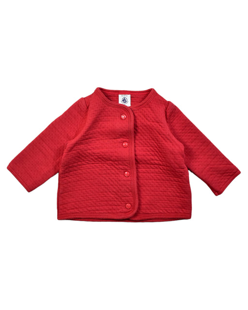 A Red Cardigans from Petit Bateau in size 3-6M for girl. (Front View)