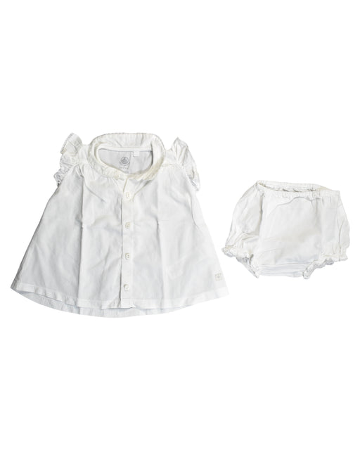 A White Dress Sets from Petit Bateau in size 0-3M for girl. (Front View)