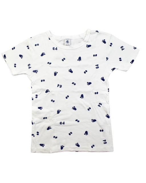 A White T Shirts from Petit Bateau in size 10Y for boy. (Front View)