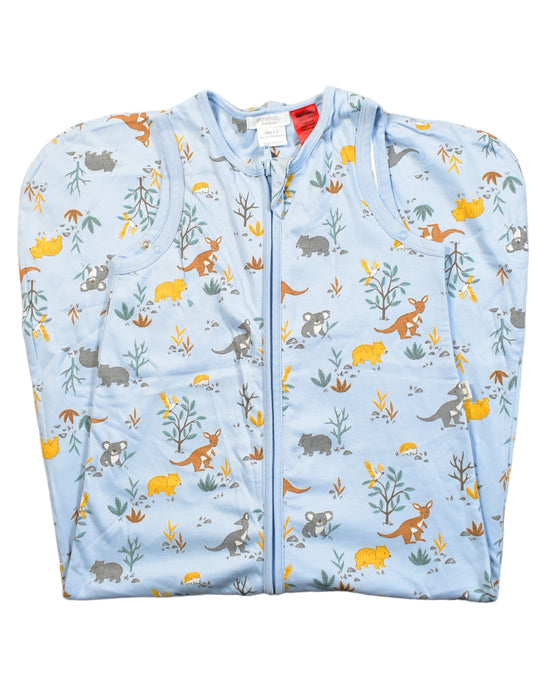 A Blue Sleepsacs from Purebaby in size 18-24M for neutral. (Front View)