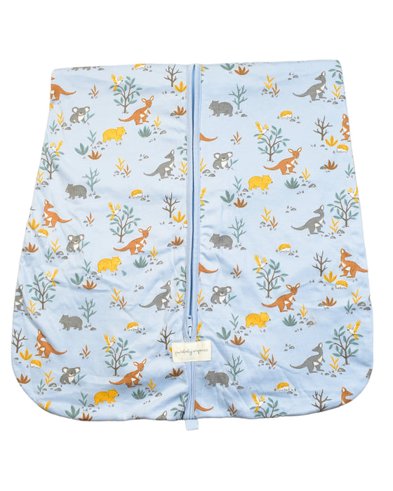 A Blue Sleepsacs from Purebaby in size 18-24M for neutral. (Back View)