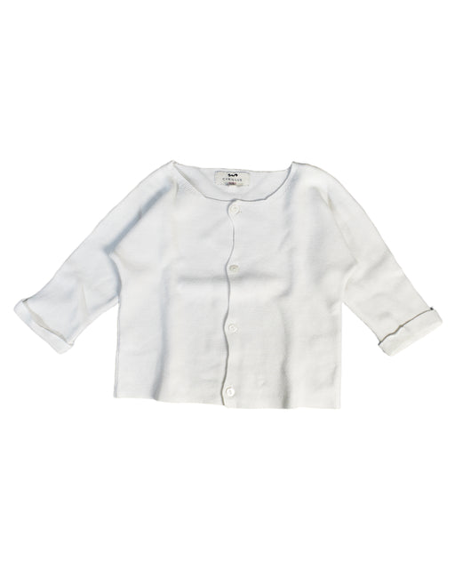 A White Cardigans from Cyrillus in size 12-18M for girl. (Front View)