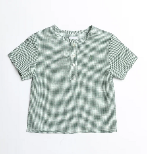 A Green Shirts from Bochechas in size 6-12M for boy. (Front View)