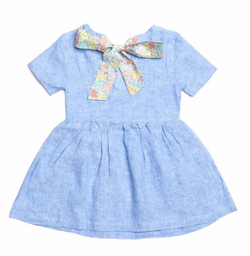 A Blue Short Sleeve Dresses from Bochechas in size 6T for girl. (Front View)