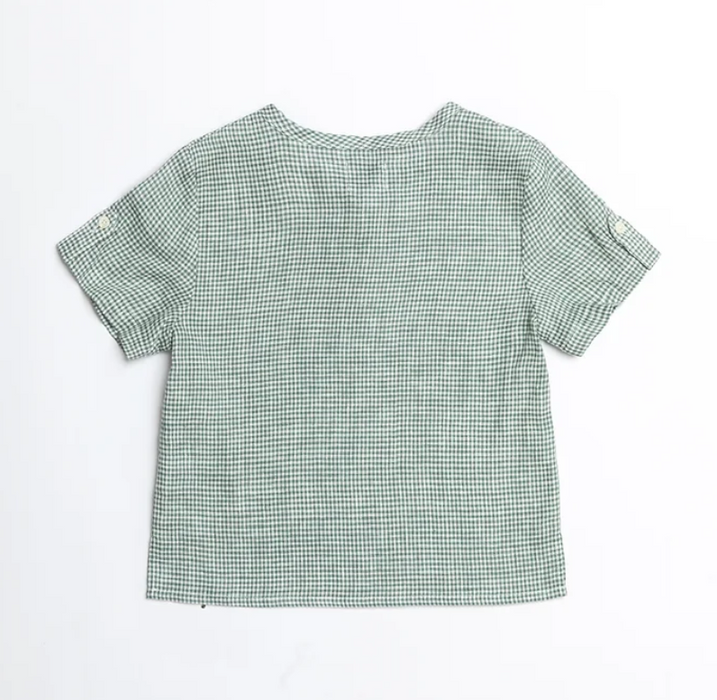 A Green Short Sleeve Shirts from Bochechas in size 6T for boy. (Back View)