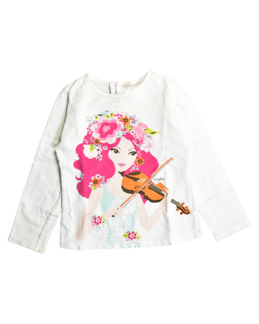 A White Long Sleeve Tops from Kingkow in size 6T for girl. (Front View)