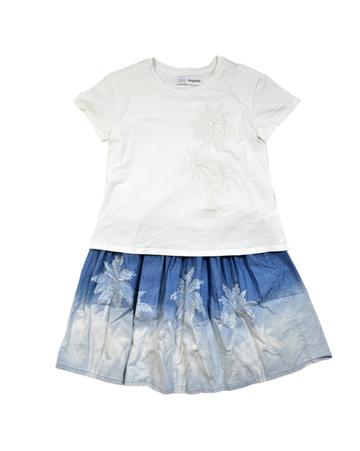 A White Short Sleeve Dresses from Desigual in size 10Y for girl. (Front View)