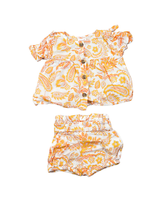 A Orange Shorts Sets from Seed in size 0-3M for girl. (Front View)