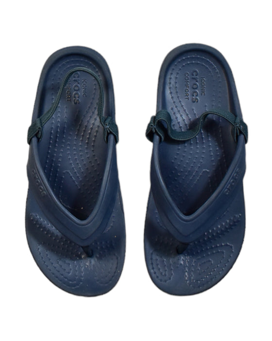 A Navy Sandals from Crocs in size 6T for boy. (Back View)