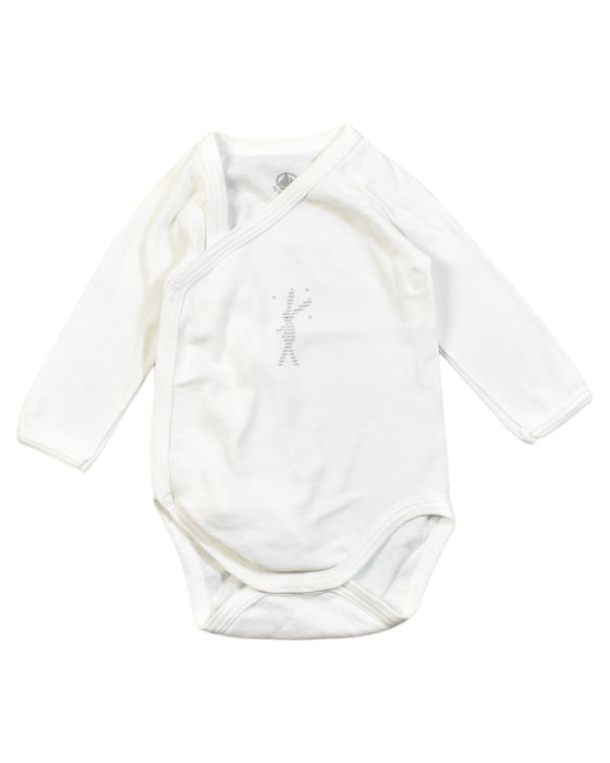A White Bodysuits from Petit Bateau in size 0-3M for boy. (Front View)