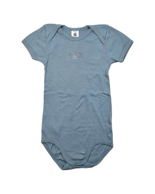 A Blue Bodysuits from Petit Bateau in size 3T for boy. (Front View)
