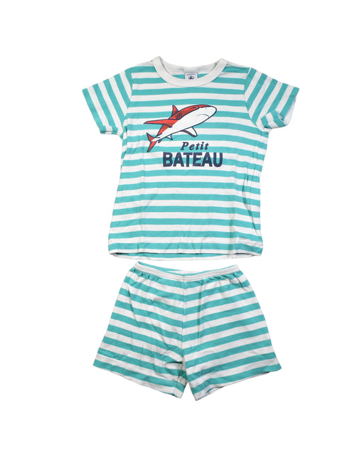 A Blue Shorts Sets from Petit Bateau in size 4T for boy. (Front View)