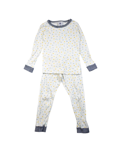 A White Pyjama Sets from Petit Bateau in size 4T for boy. (Front View)
