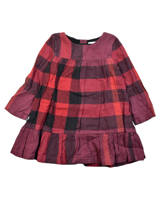 A Red Long Sleeve Dresses from Burberry in size 12-18M for girl. (Front View)