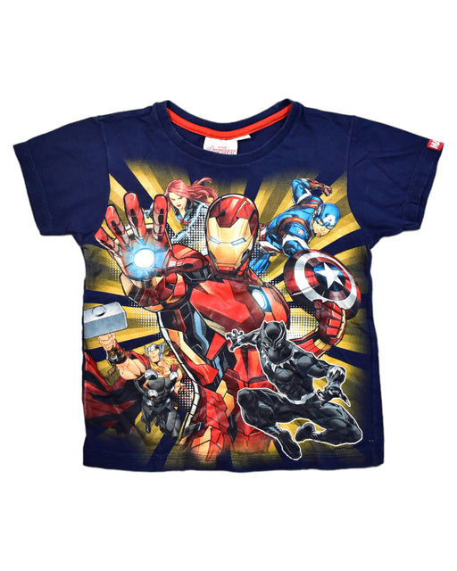 A Navy Short Sleeve T Shirts from Marvel in size 4T for boy. (Front View)