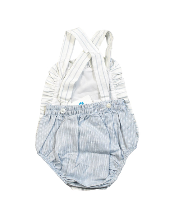 A Blue Sleeveless Rompers from Cocote in size 6-12M for neutral. (Back View)