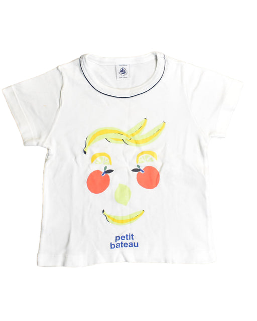 A White T Shirts from Petit Bateau in size 2T for girl. (Front View)