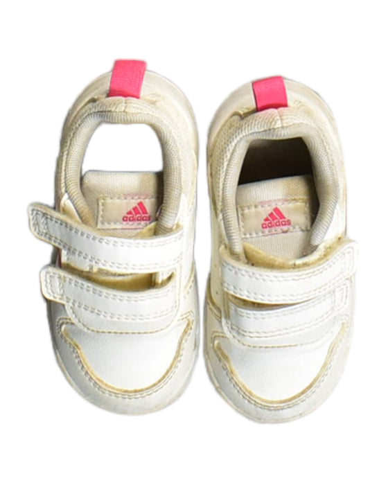 A White Sneakers from Adidas in size 12-18M for girl. (Back View)