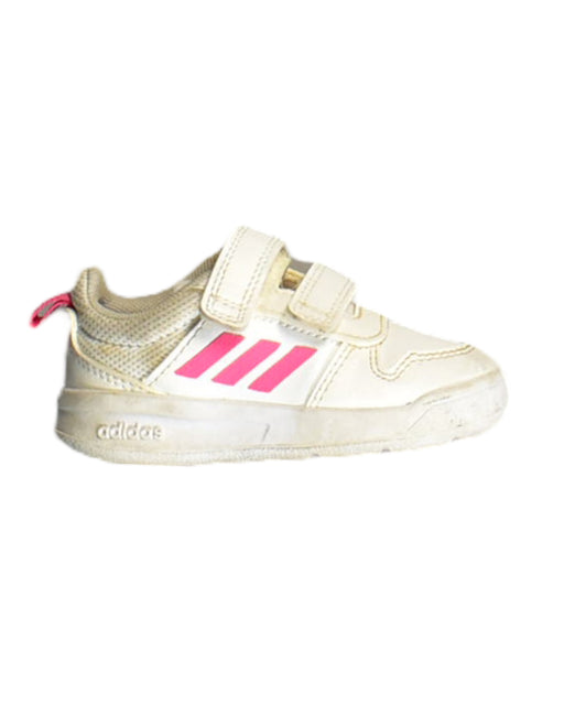 A White Sneakers from Adidas in size 12-18M for girl. (Front View)
