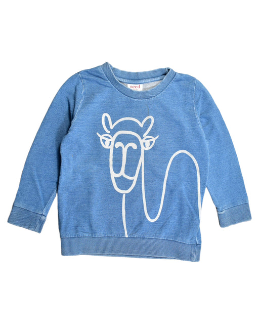 A Blue Sweatshirts from Seed in size 3T for girl. (Front View)