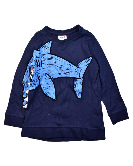 A Blue Sweatshirts from Seed in size 5T for boy. (Front View)