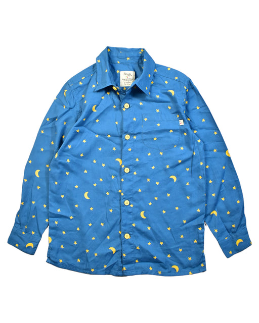 A Blue Long Sleeve Shirts from Frugi in size 7Y for boy. (Front View)