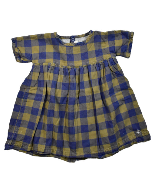 A Blue Short Sleeve Dresses from Petit Bateau in size 12-18M for girl. (Front View)