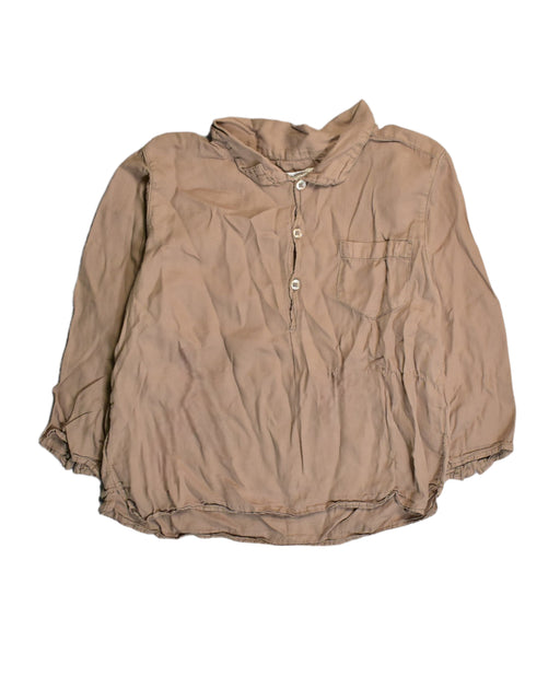 A Brown Long Sleeve Shirts from Caramel Baby & Child in size 3T for boy. (Front View)