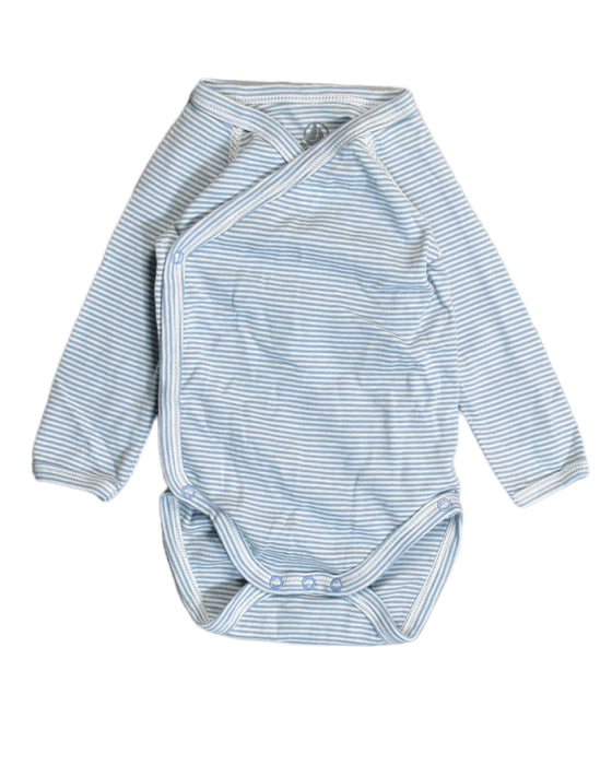 A Blue Bodysuits from Petit Bateau in size 0-3M for boy. (Front View)