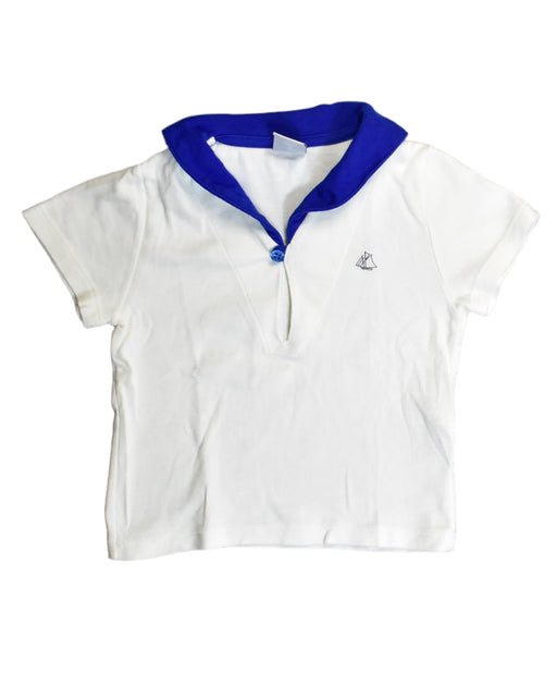 A White Short Sleeve Polos from Petit Bateau in size 3T for girl. (Front View)