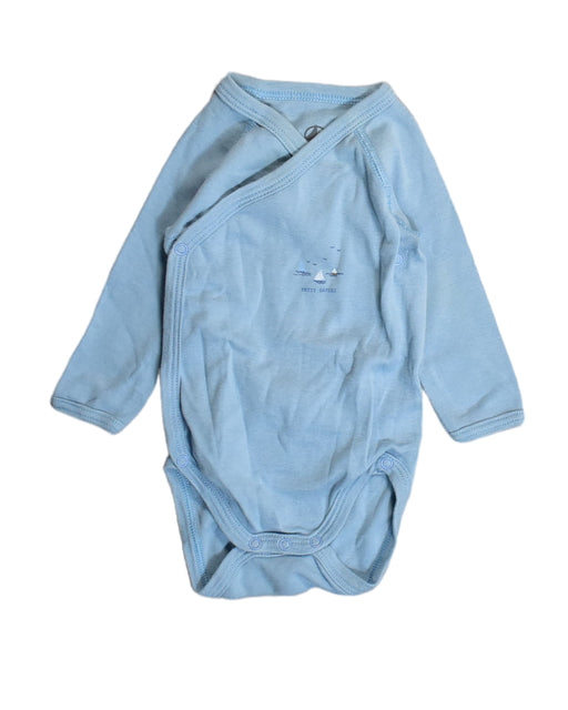 A Blue Bodysuits from Petit Bateau in size 0-3M for boy. (Front View)