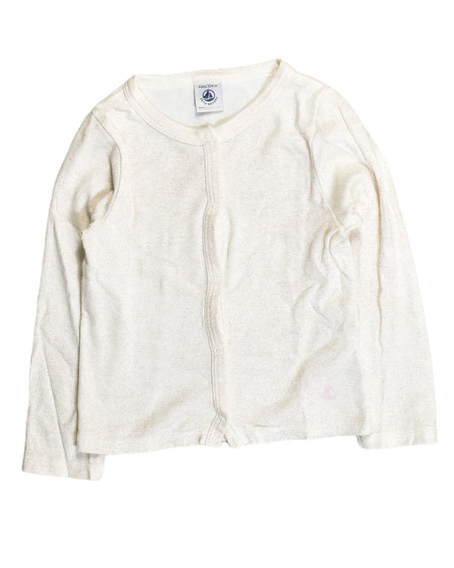 A White Cardigans from Petit Bateau in size 4T for girl. (Front View)