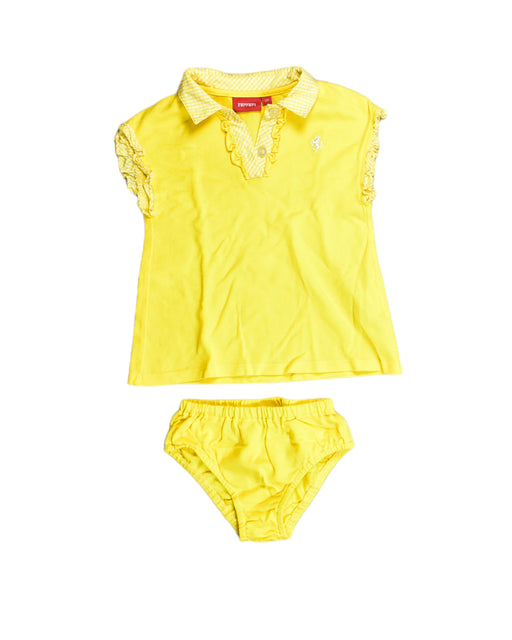 A Yellow Shorts Sets from Ferrari in size 3-6M for neutral. (Front View)