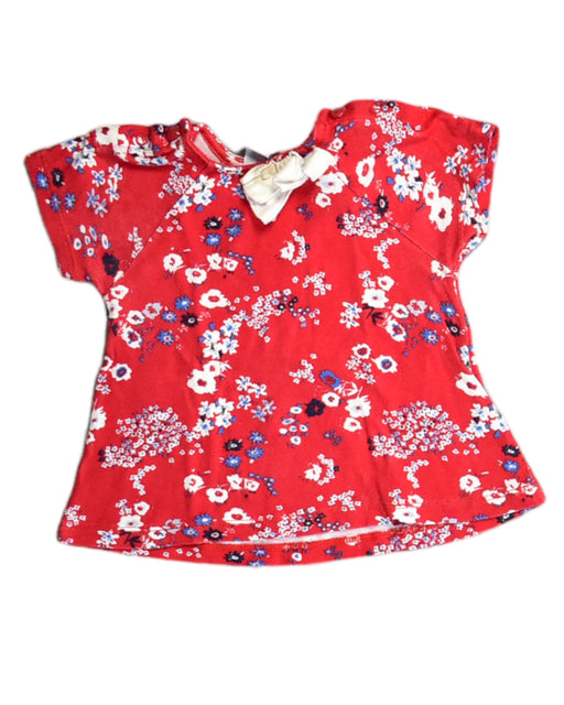 A Red Short Sleeve Tops from Petit Bateau in size 6-12M for girl. (Front View)