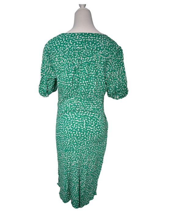 A Green Short Sleeve Dresses from Seraphine in size M for maternity. (Back View)