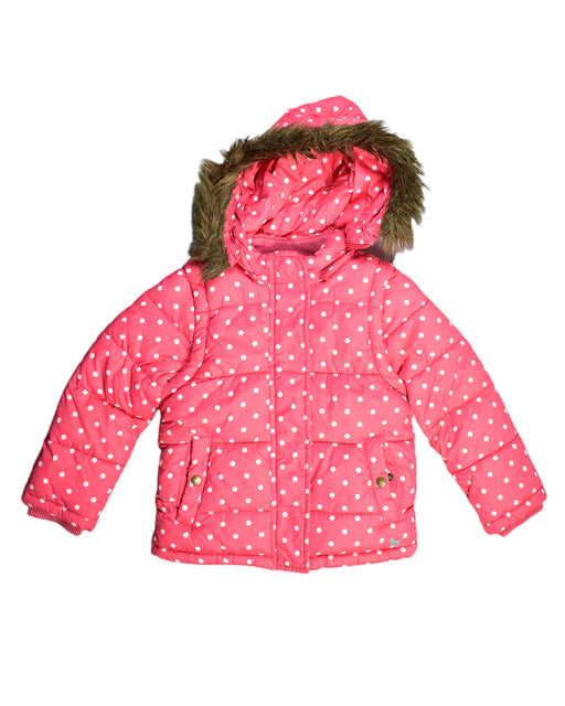 A Pink Puffer/Quilted Jackets from Boden in size 5T for girl. (Front View)