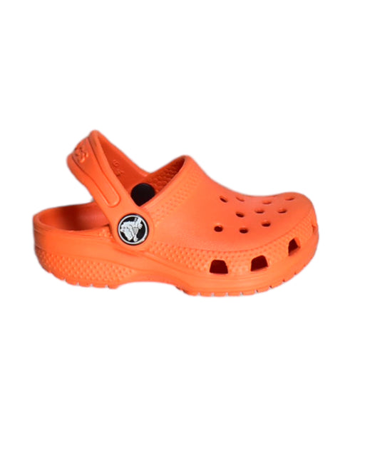 A Orange Sandals from Crocs in size 18-24M for neutral. (Front View)