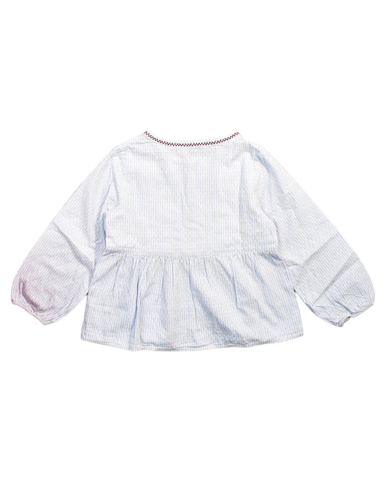 A Blue Long Sleeve Tops from Cyrillus in size 4T for girl. (Back View)