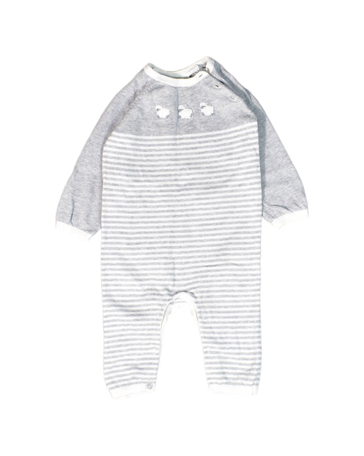 A Grey Rompers from The Little White Company in size 6-12M for boy. (Front View)