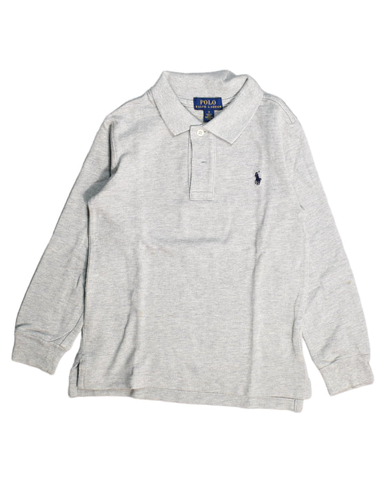 A Grey Long Sleeve Polos from Polo Ralph Lauren in size 5T for boy. (Front View)
