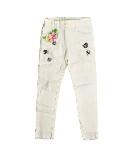 A White Jeans from Monnalisa in size 8Y for girl. (Front View)