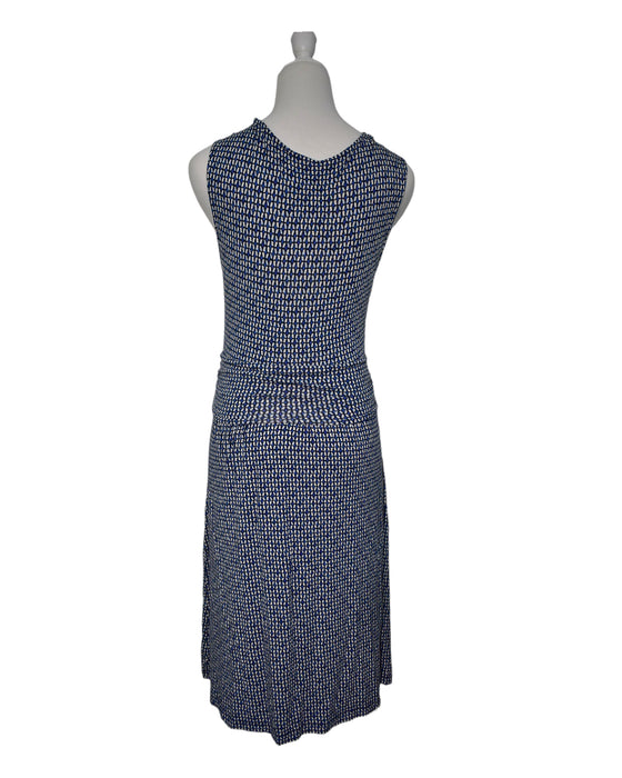 A Blue Sleeveless Dresses from Seraphine in size M for maternity. (Back View)