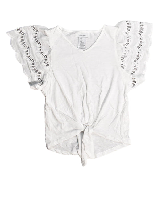 A White Short Sleeve Tops from Tahari in size 8Y for girl. (Front View)