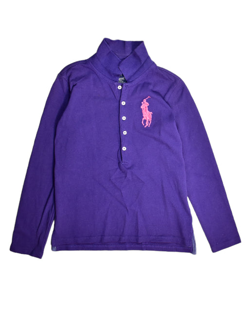 A Purple Long Sleeve Polos from Ralph Lauren in size 7Y for girl. (Front View)