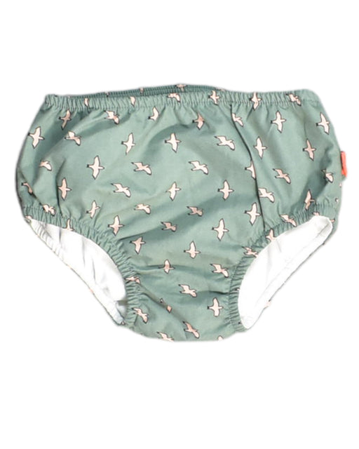 A Green Swim Diapers from Lassig in size 6-12M for boy. (Front View)
